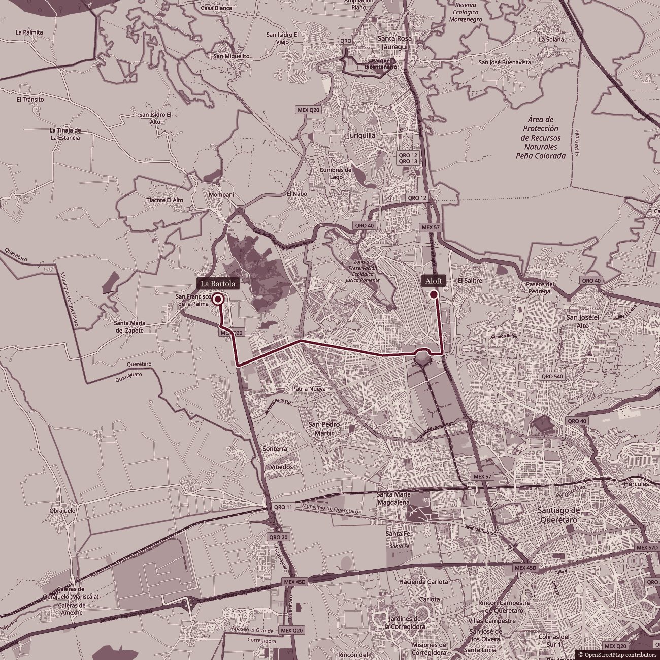 Mapa de Aloft a La Bartola