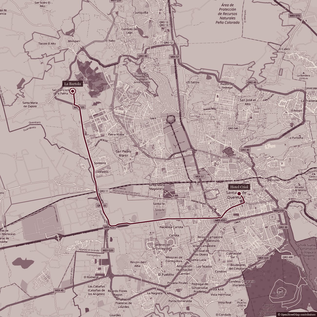 Mapa de Hotel Criol a La Bartola